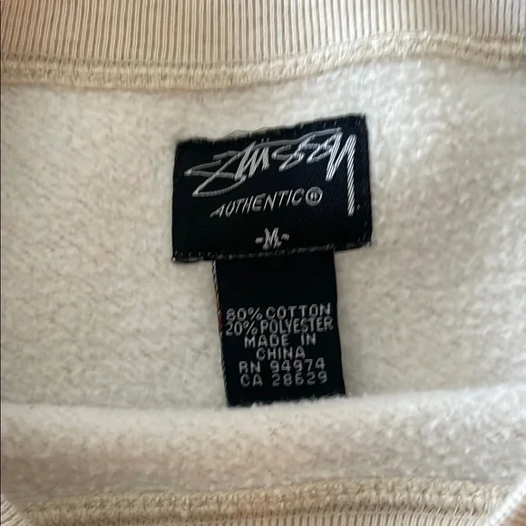 Stussy Cream Crew Neck Sweater Knit Classic - Picture 2 of 5